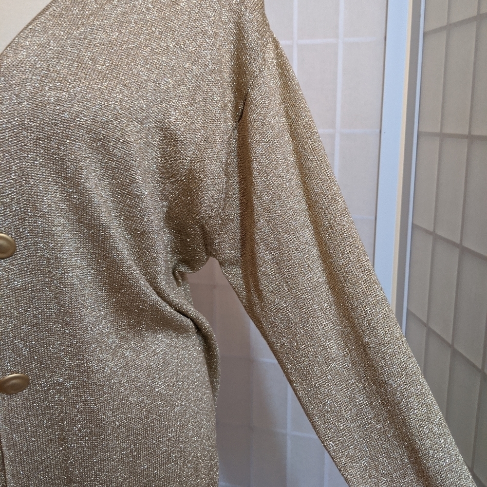 Vintage gold knit long cardigan sweater S - Picture 9 of 9